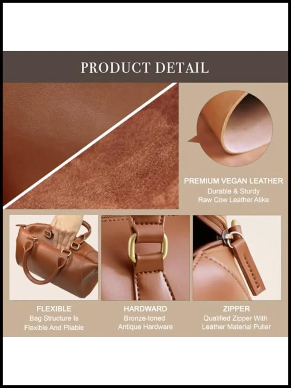 Vegan Leather Boston Bag Vintage Top Handle Satchel Purse Retro Handbag Women